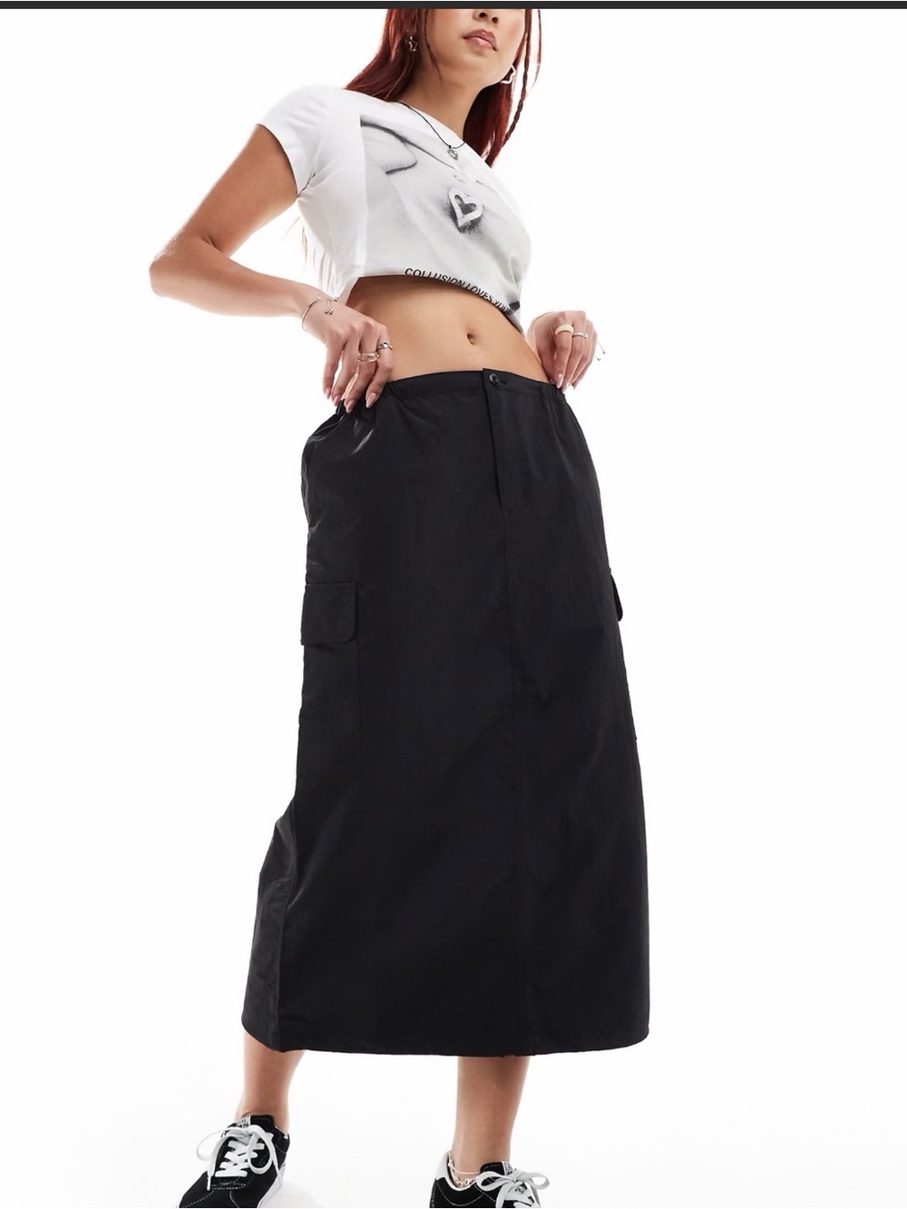 Vans Black Cargo Utility Midi Skirt | Y2K Grunge Streetwear Sporty Chic | M - Picture 2 of 14